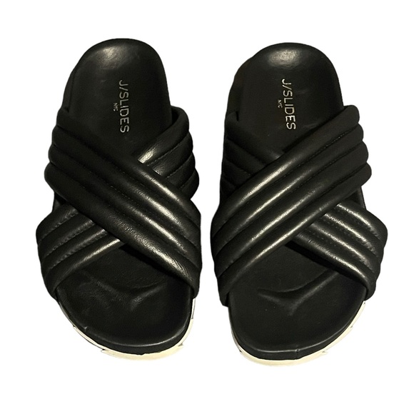 J/SLIDES NYC Wide Straps Sandals Women’s Size 8.5 Black - Picture 2 of 8